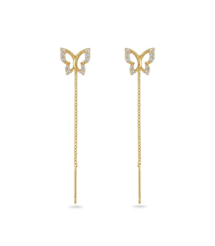 Gold Plated Butterfly Sui Dhaga Earrings