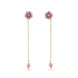 Gold Plated Round Pink AD Sui Dhaga Earrings