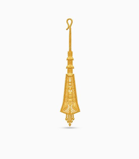 Gold Plated Tapered Shield Maang Tika