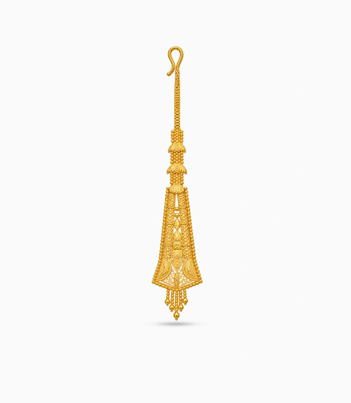 Gold Plated Tapered Shield Maang Tika