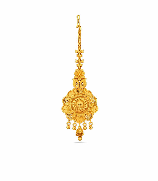 Gold Plated Oval Peacock Maang Tika