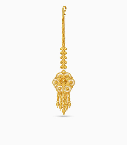 Gold Plated Blooming Starburst Maang Tika