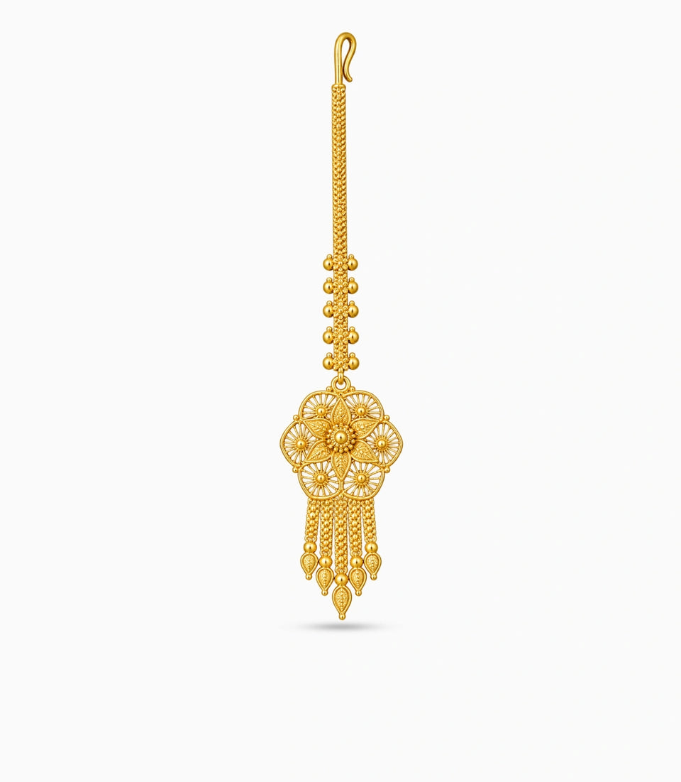 Gold Plated Blooming Starburst Maang Tika