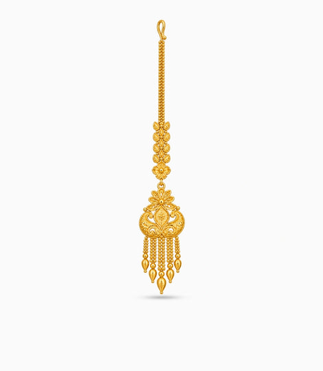 Gold Plated Twin Peacock Maang Tika