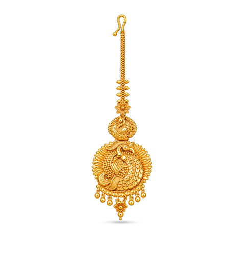 Gold Plated Dancing Peacock Maang Tika
