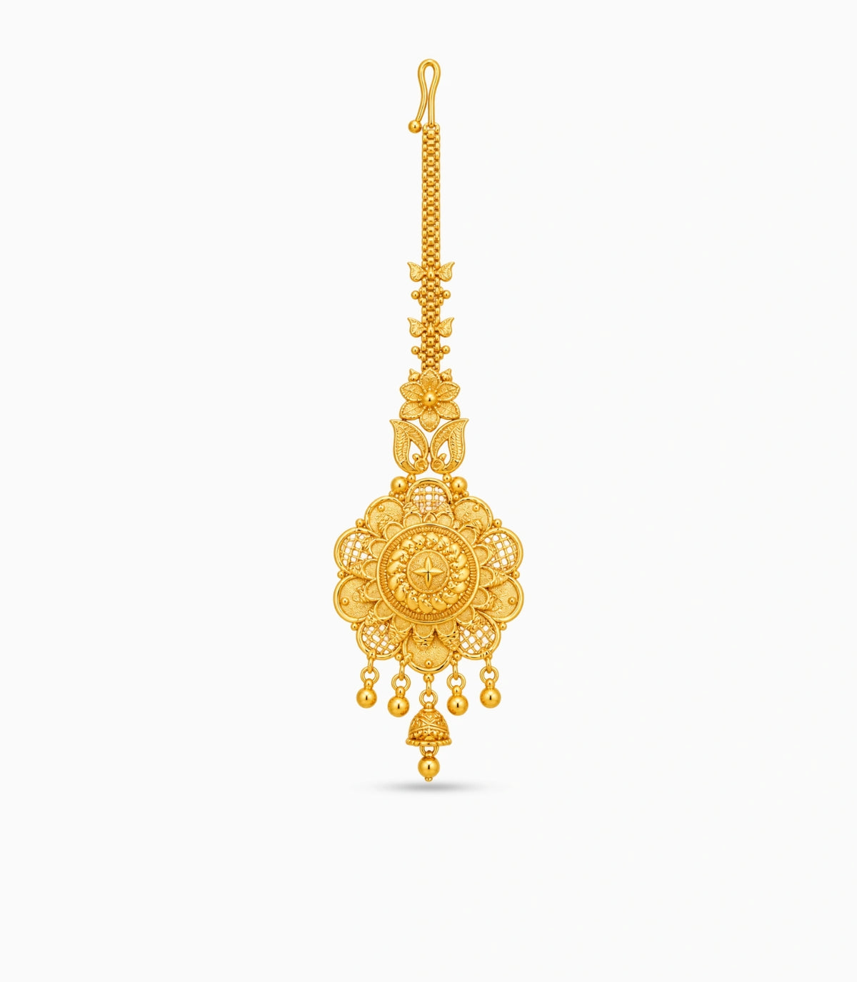 Gold Plated Floral Sunburst Maang Tika