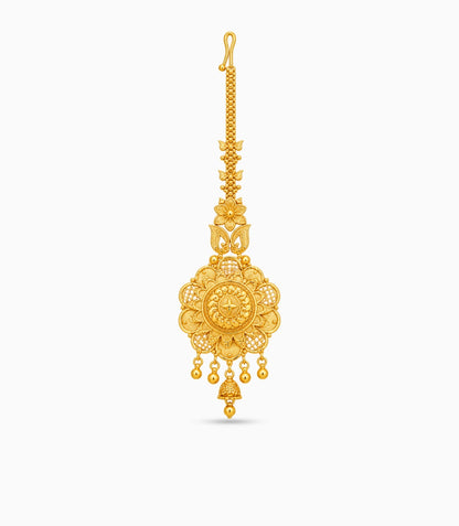 Gold Plated Floral Sunburst Maang Tika
