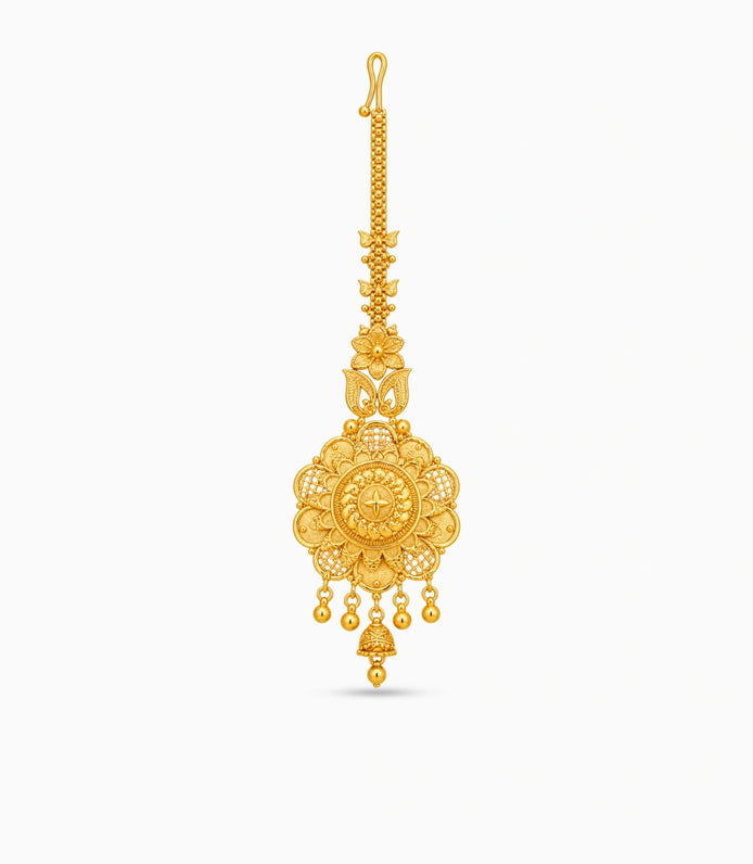 Gold Plated Floral Sunburst Maang Tika