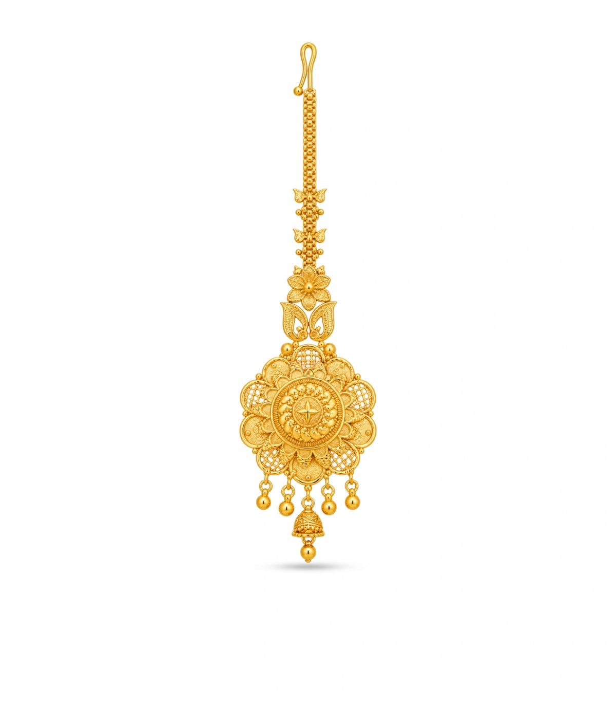 Gold Plated Floral Sunburst Maang Tika