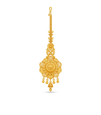 Gold Plated Floral Sunburst Maang Tika