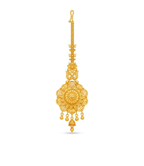 Gold Plated Floral Sunburst Maang Tika