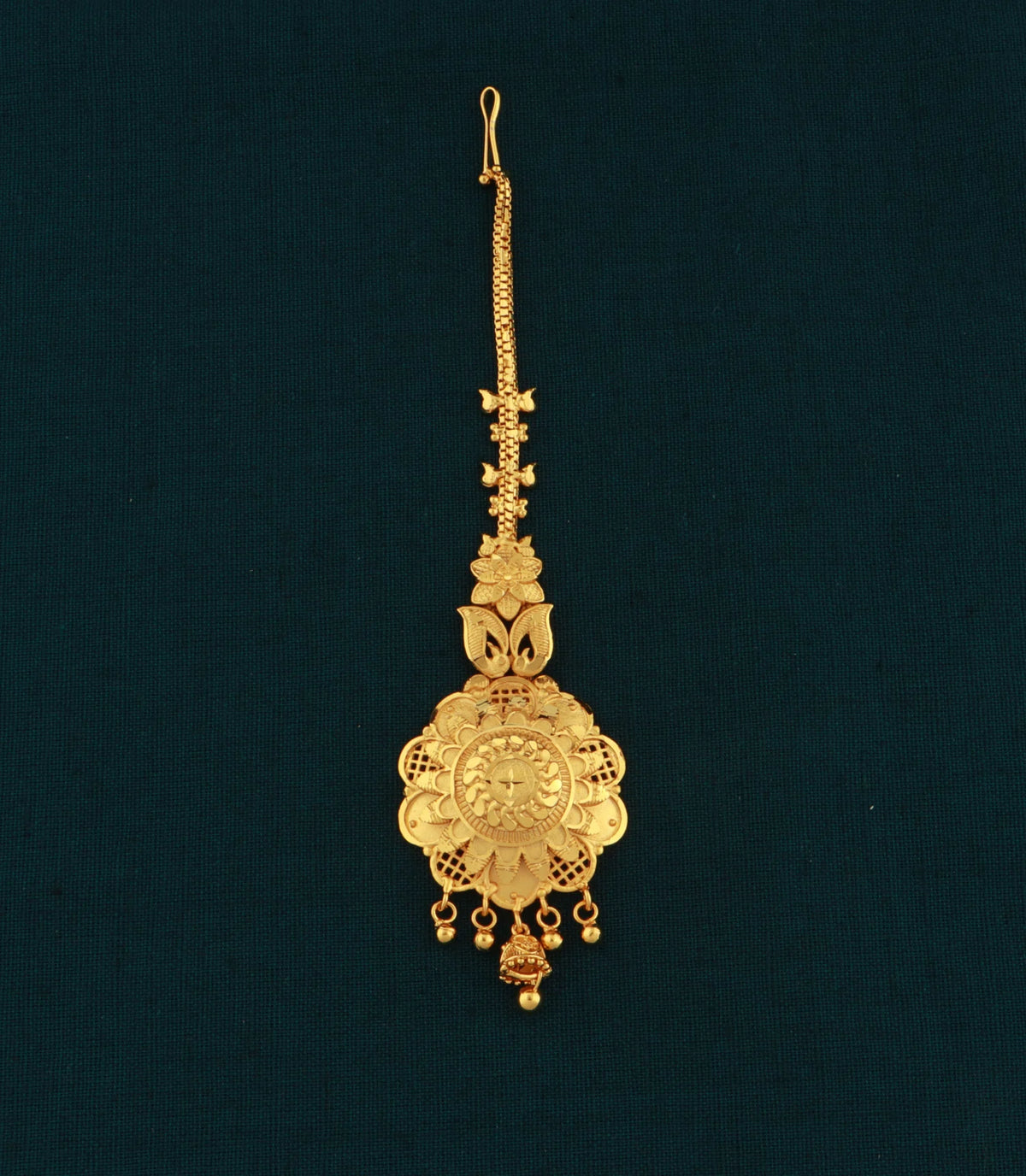 Gold Plated Oval Peacock Maang Tika