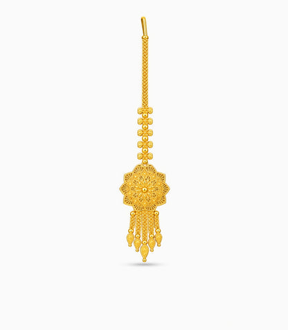 Gold Plated Lotus Mandala Maang Tika