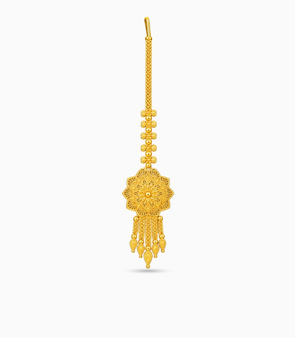 Gold Plated Lotus Mandala Maang Tika