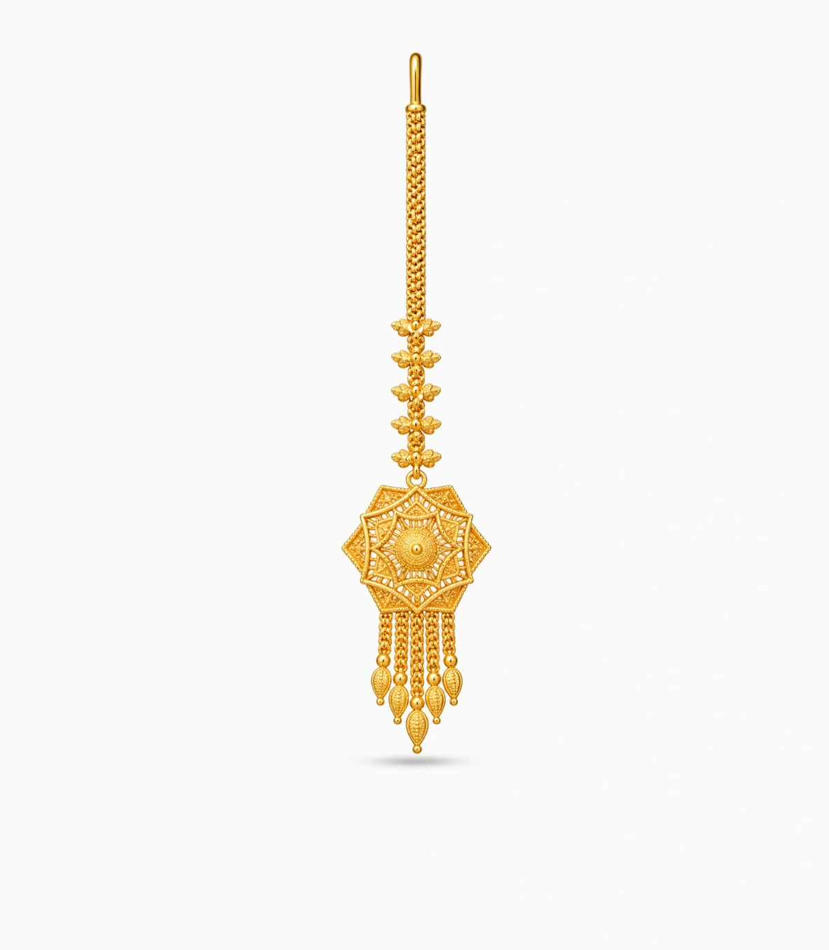 Gold Plated Radial Sunburst Maang Tika