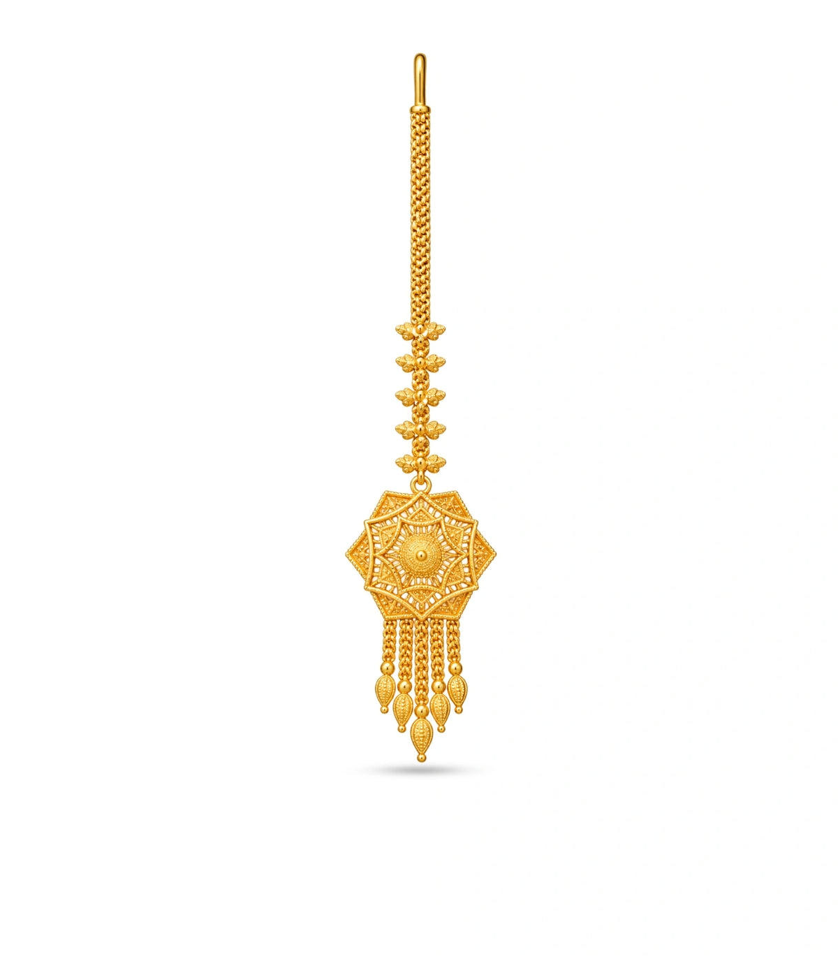 Gold Plated Radial Sunburst Maang Tika