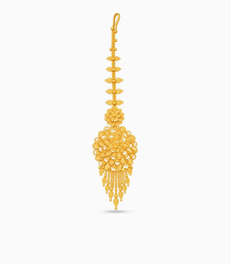 Gold Plated Blooming Heart Maang Tika