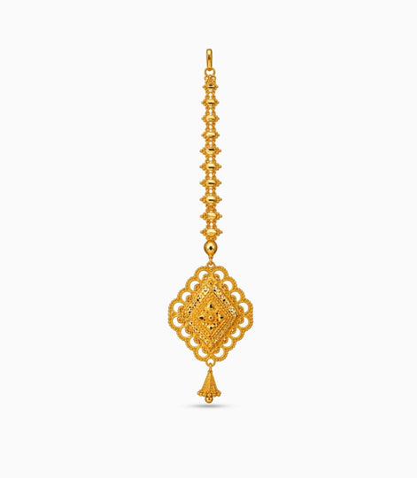 Gold Plated Classic Cutout Work Maang Tika