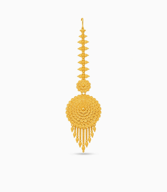 Gold Plated Royal Floral Bloom Maang Tika