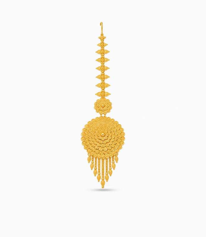 Gold Plated Royal Floral Bloom Maang Tika