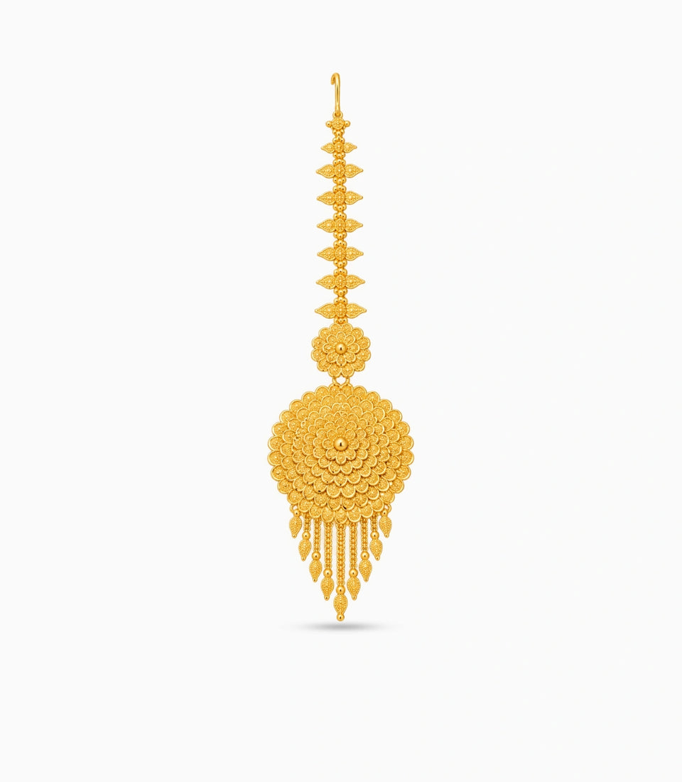 Gold Plated Royal Floral Bloom Maang Tika