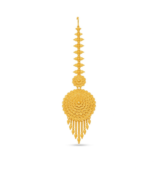 Gold Plated Royal Floral Bloom Maang Tika