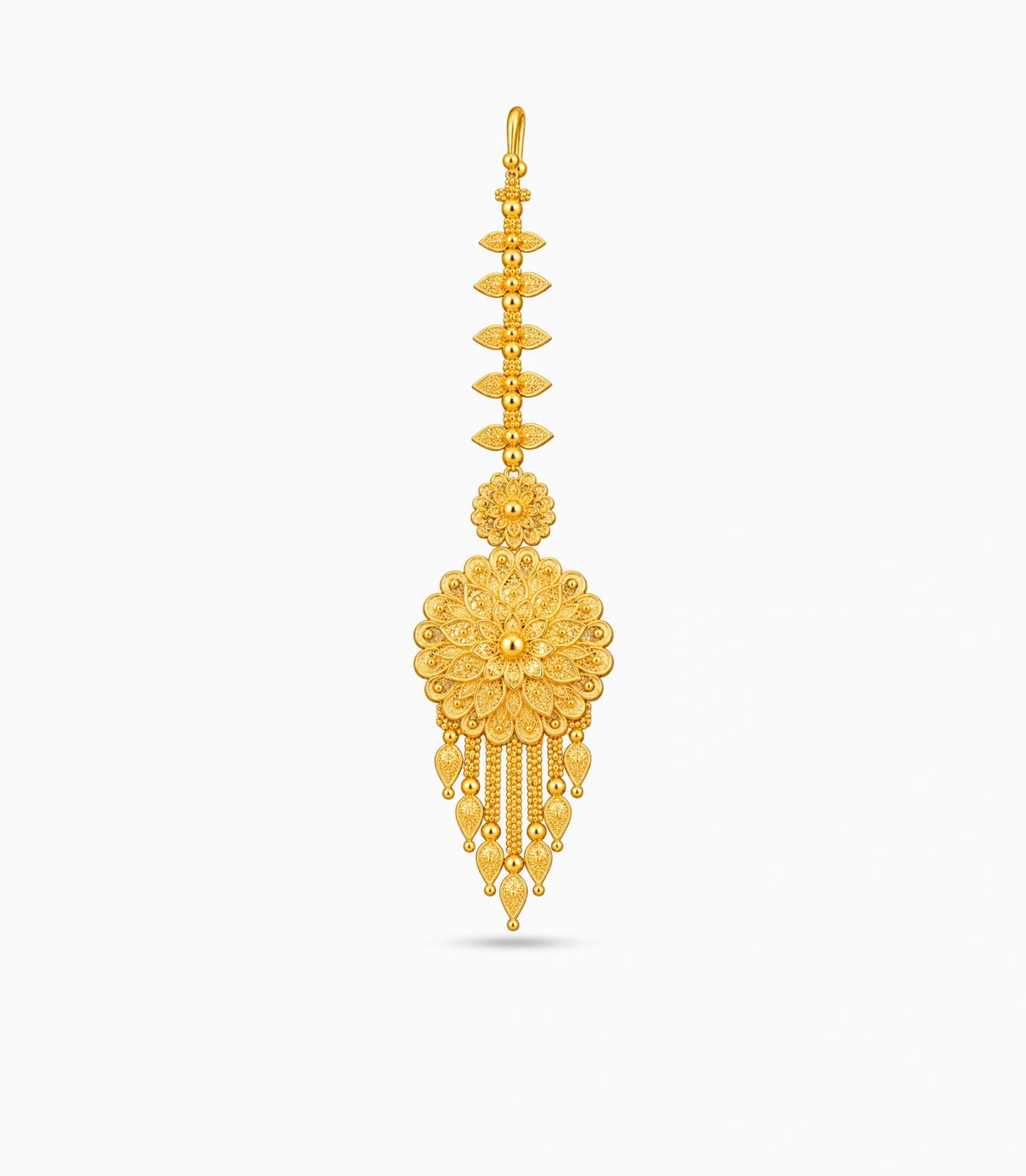 Gold Plated Radiating Peacock Feather Maang Tika