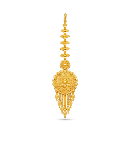 Gold Plated Radiating Peacock Feather Maang Tika