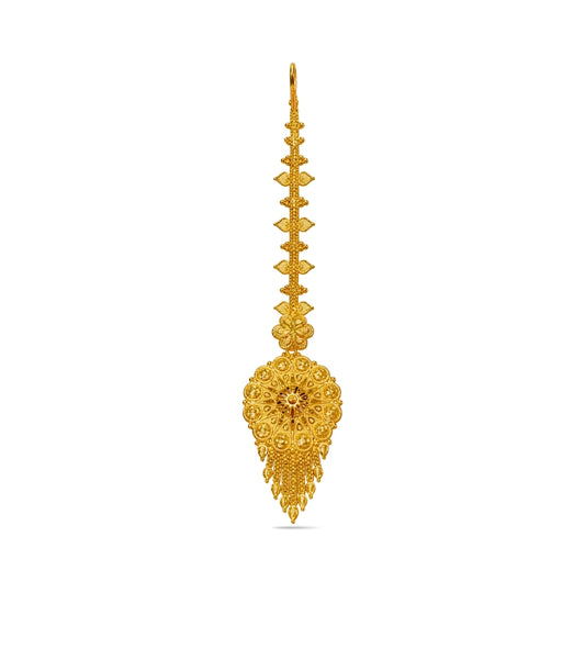 Gold Plated Embossed Floral Mandala Maang Tika