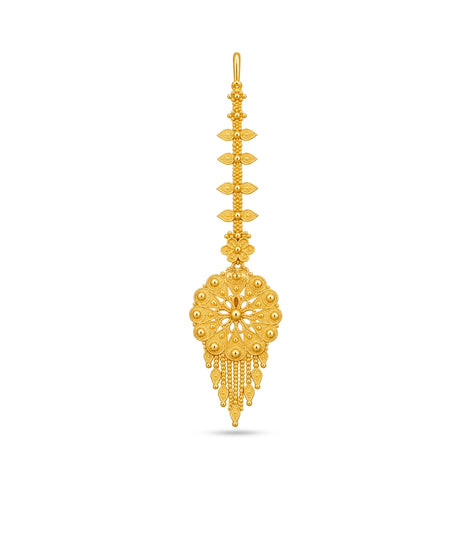 Gold Plated Embossed Floral Mandala Maang Tika