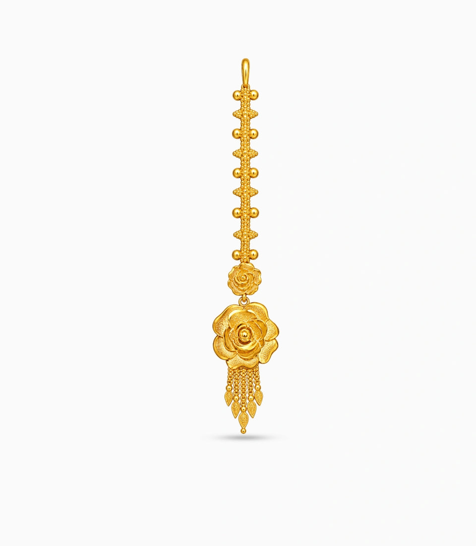 Gold Plated Rose Petal Maang Tika