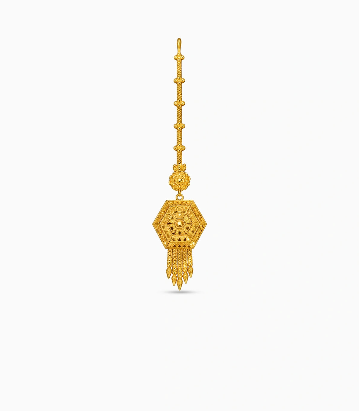 Gold Plated Hexagonal Mandala Maang Tika