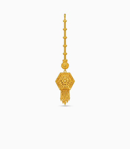 Gold Plated Hexagonal Mandala Maang Tika