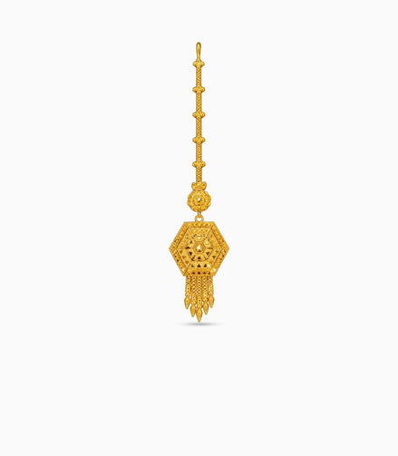 Gold Plated Hexagonal Mandala Maang Tika