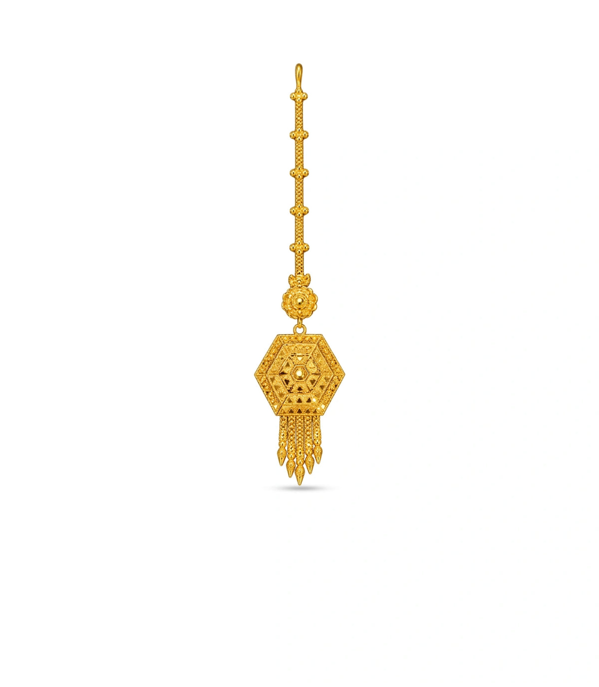 Gold Plated Hexagonal Mandala Maang Tika