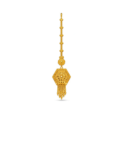 Gold Plated Hexagonal Mandala Maang Tika