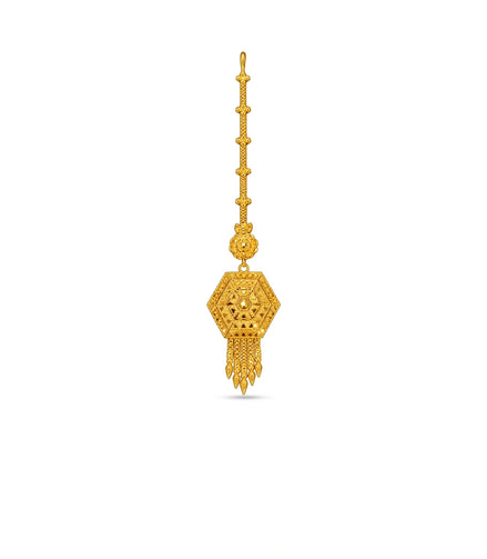 Gold Plated Hexagonal Mandala Maang Tika