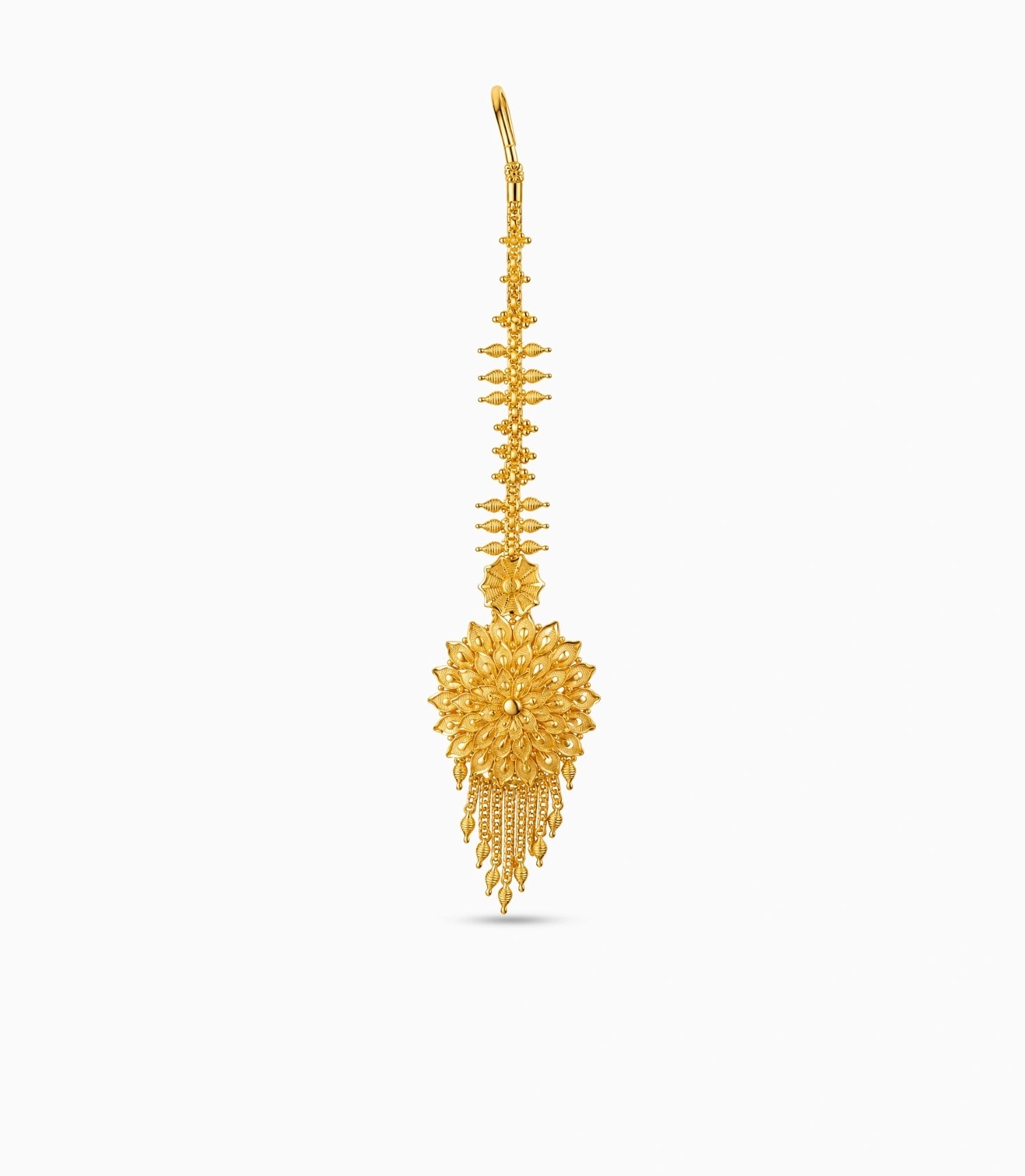 Gold Plated Textured Metal Maang Tika