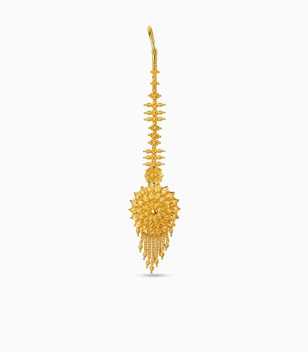 Gold Plated Textured Metal Maang Tika
