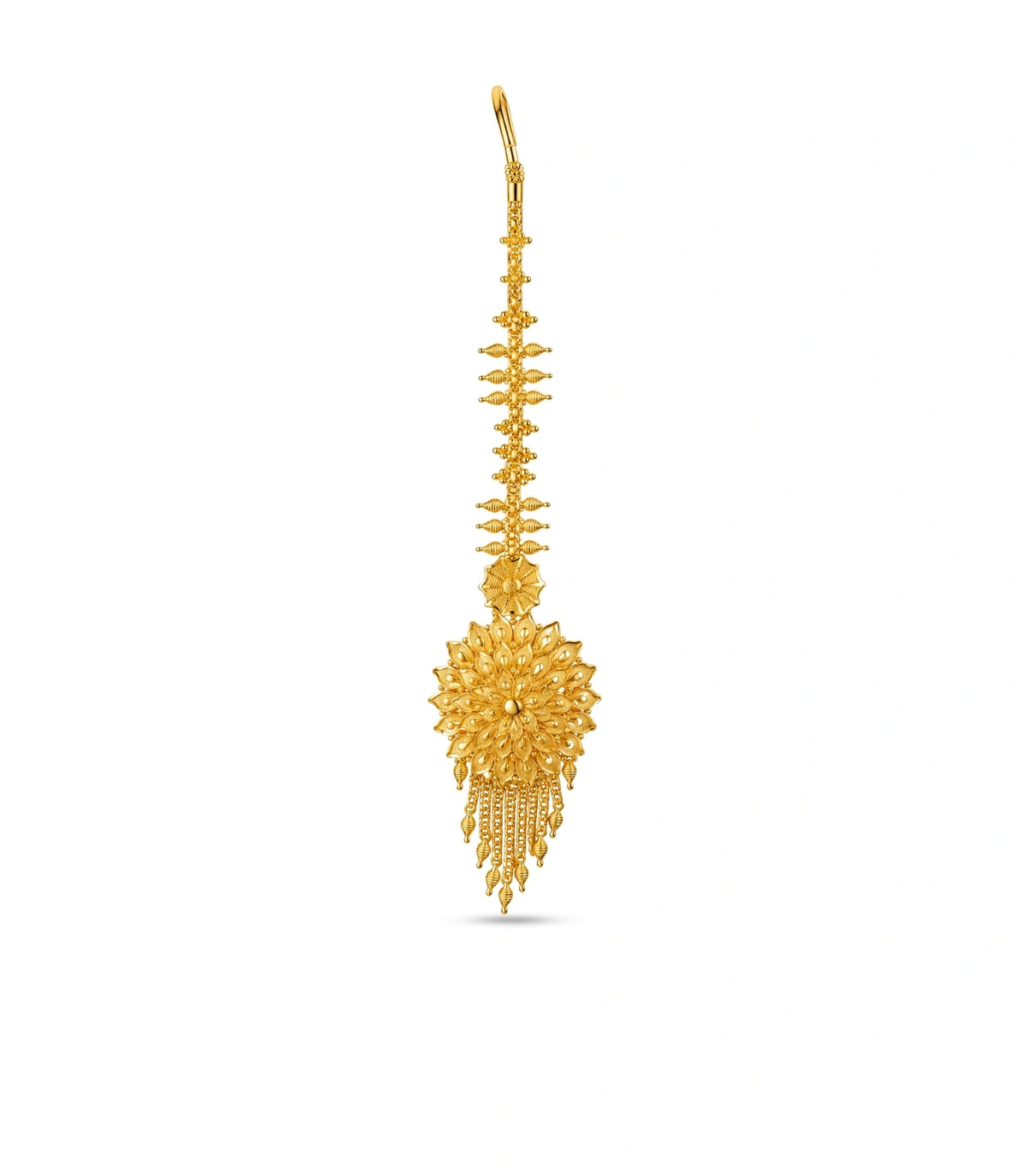 Gold Plated Textured Metal Maang Tika