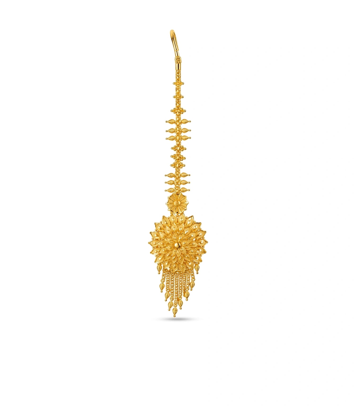 Gold Plated Textured Metal Maang Tika
