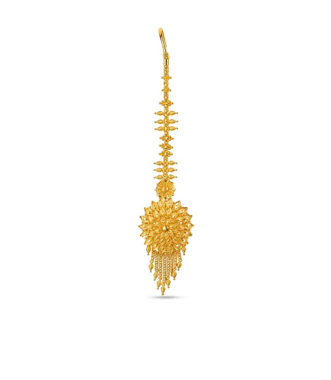 Gold Plated Textured Metal Maang Tika