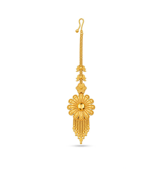 Gold Plated Blooming Sunflower Maang Tika