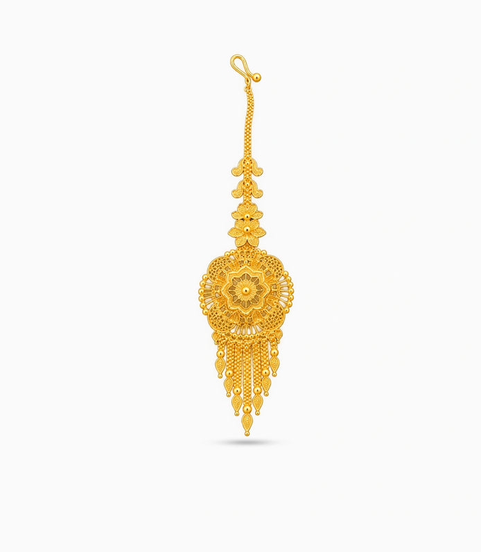 Gold Plated Radial Starburst Maang Tika