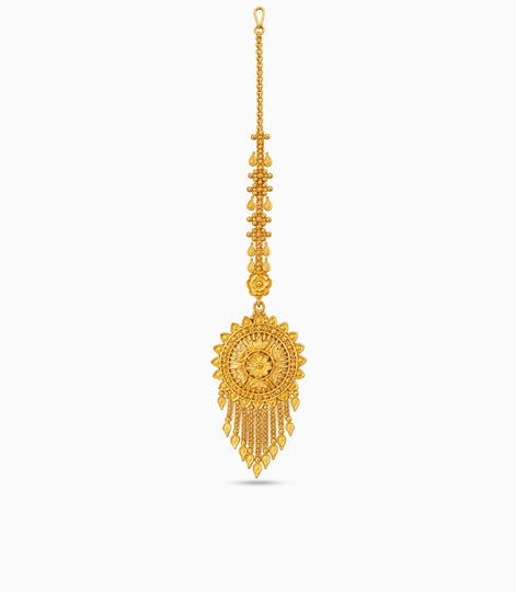 Gold Plated Floral Motif Maang Tika