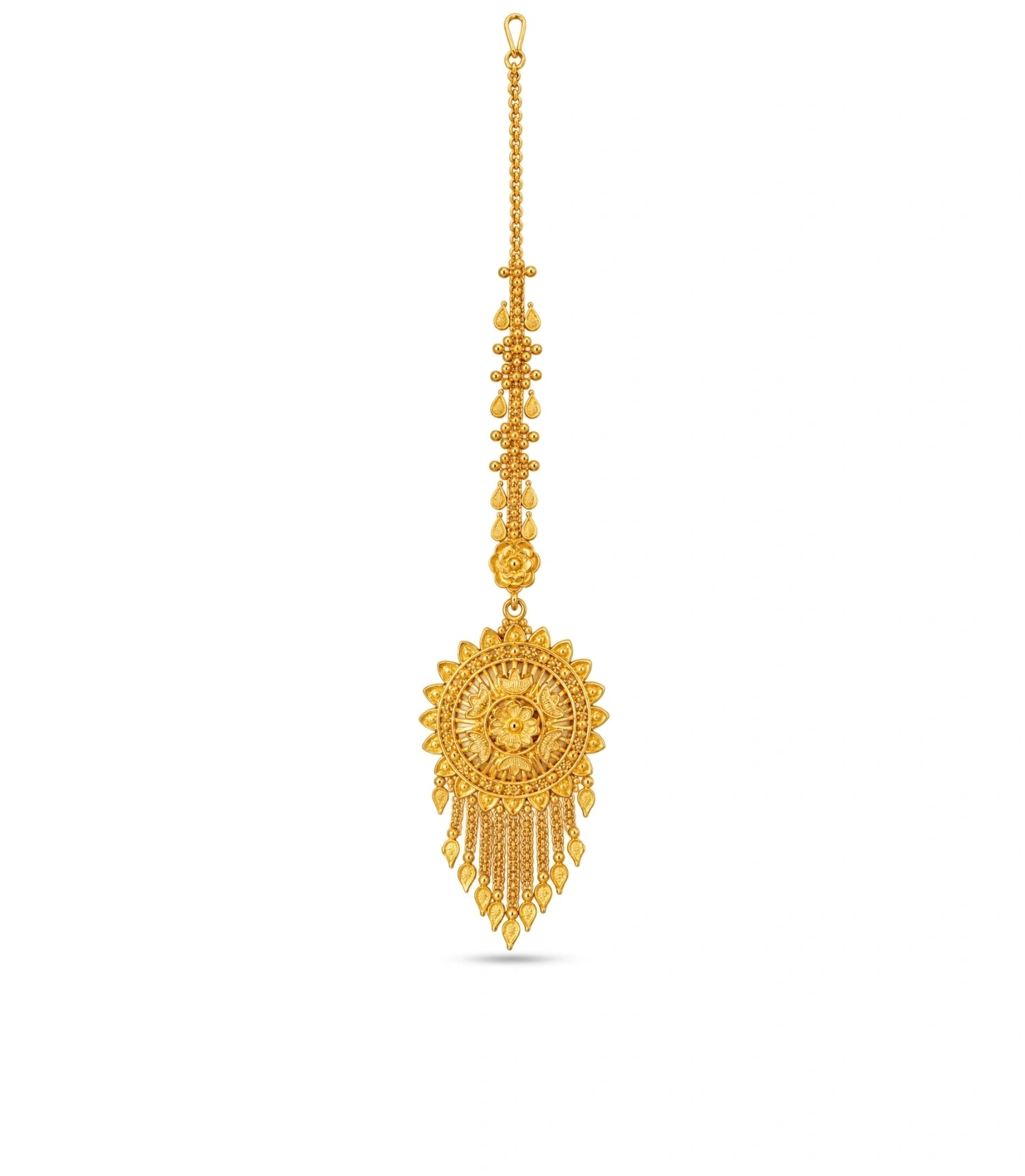 Gold Plated Floral Motif Maang Tika