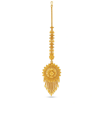 Gold Plated Floral Motif Maang Tika
