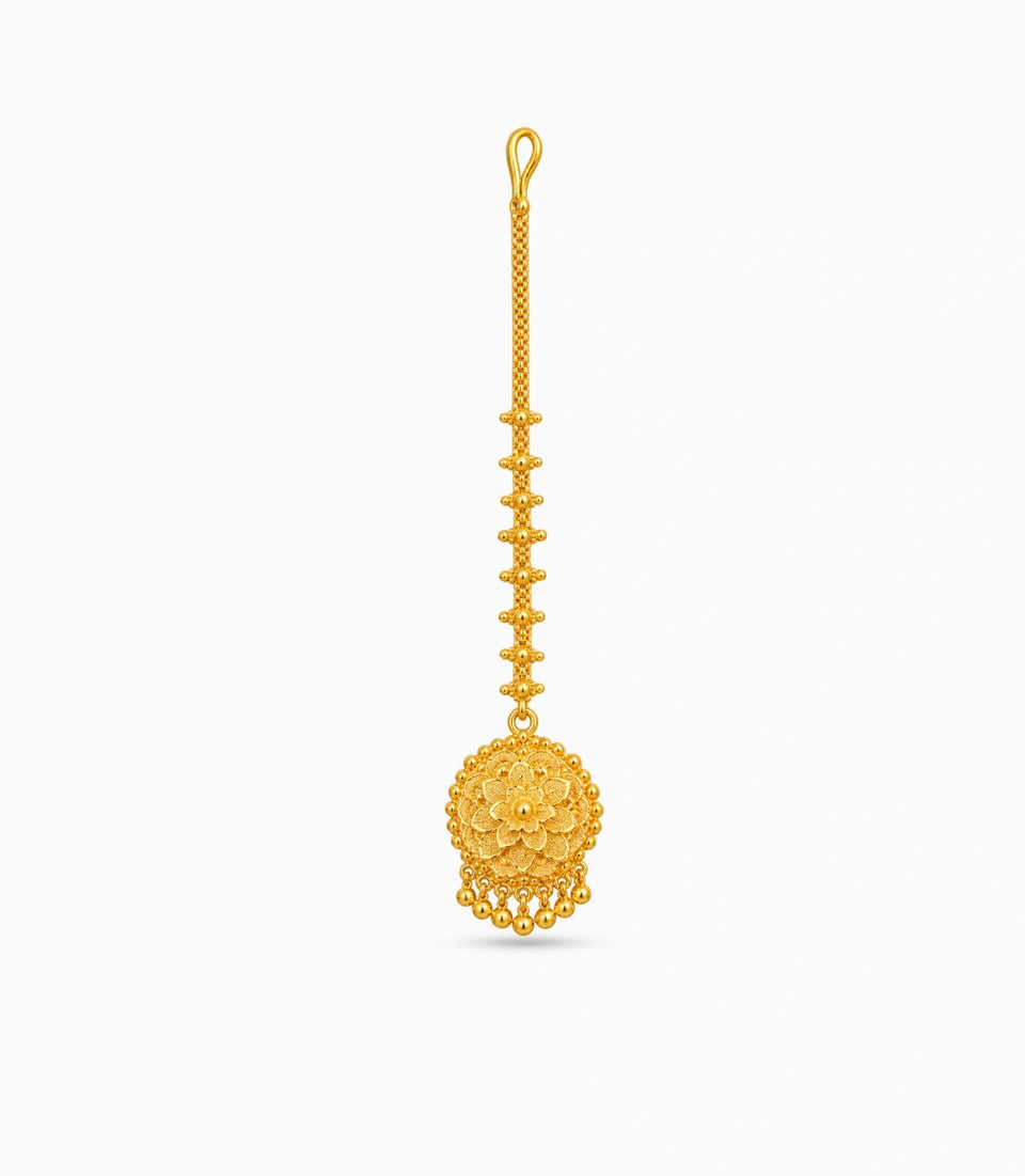 Gold Plated Petite Rosette Maang Tika