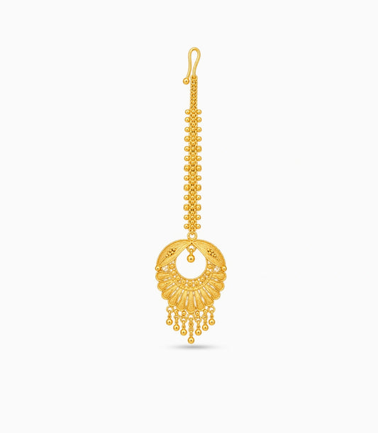 Gold Plated Royal Half-Moon Maang Tika