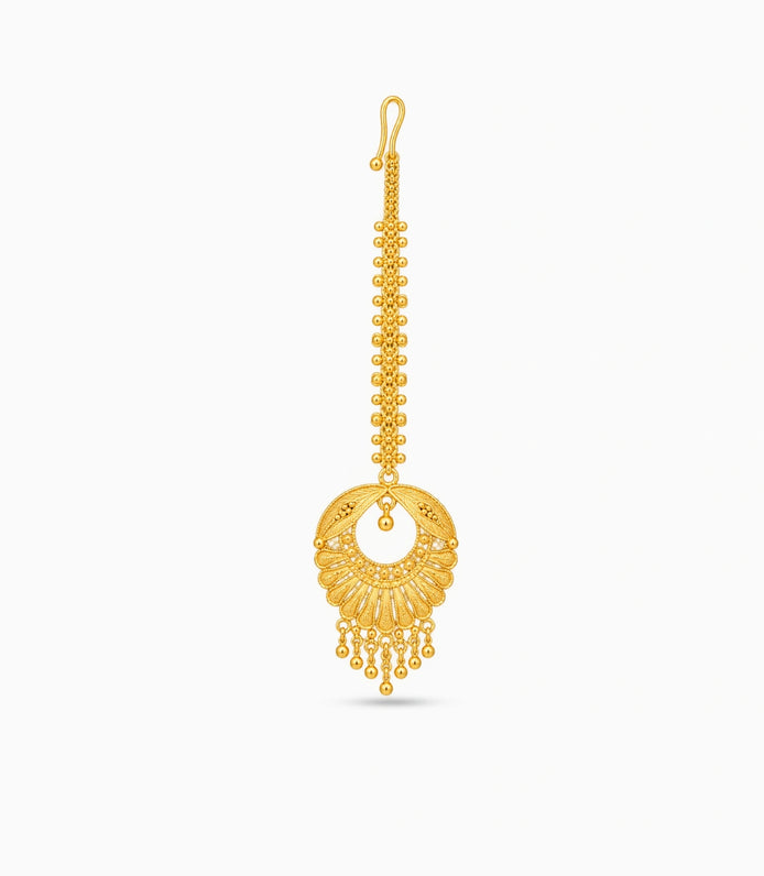 Gold Plated Royal Half-Moon Maang Tika
